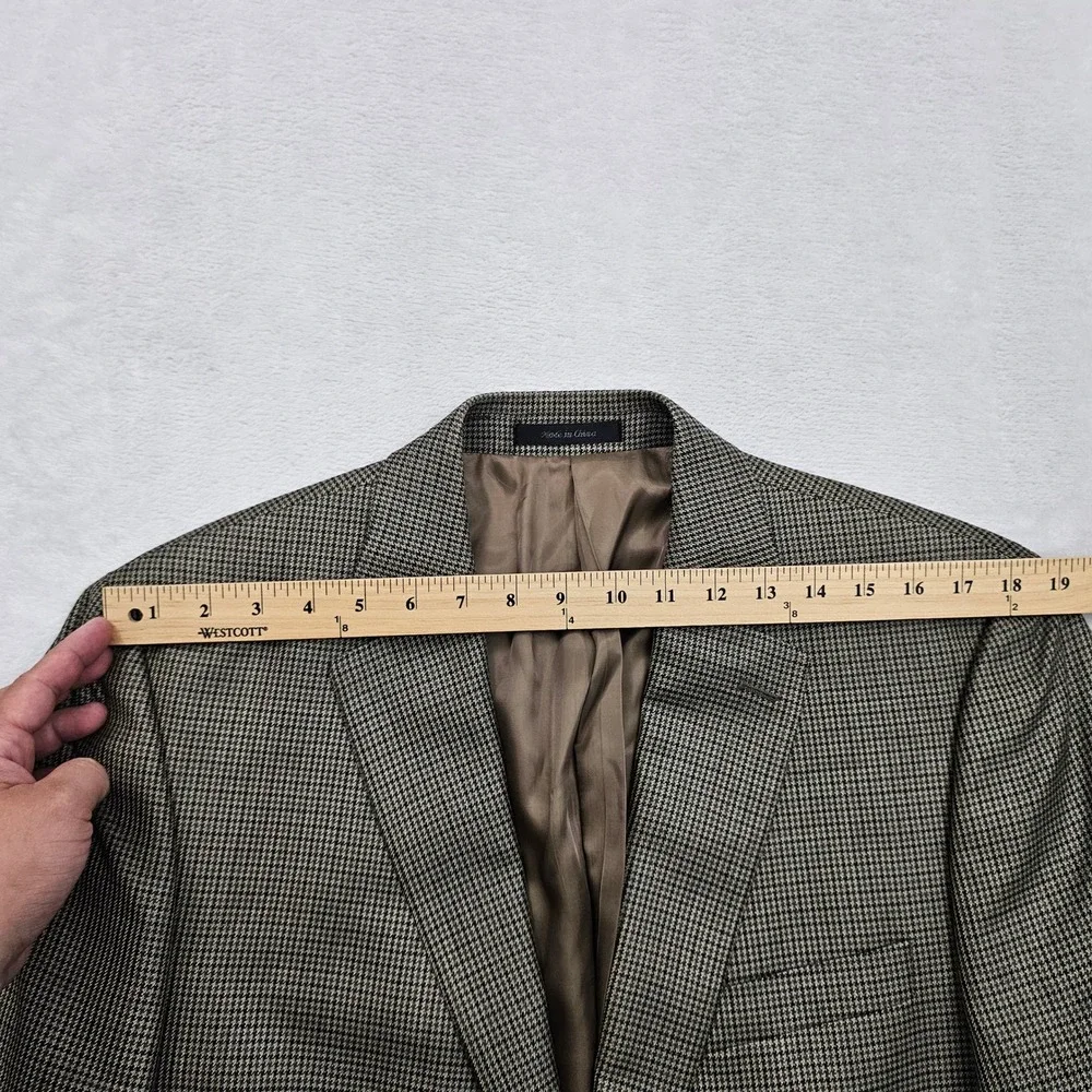 Lauren Ralph Lauren Blazer Mens 42L Brown Tan Silk Wool Houndstooth Academic
